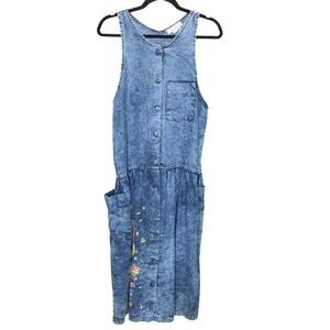 Katherine Haley Size Medium Vintage 1980’s Denim Midi Jumper-Leopard-FLAW